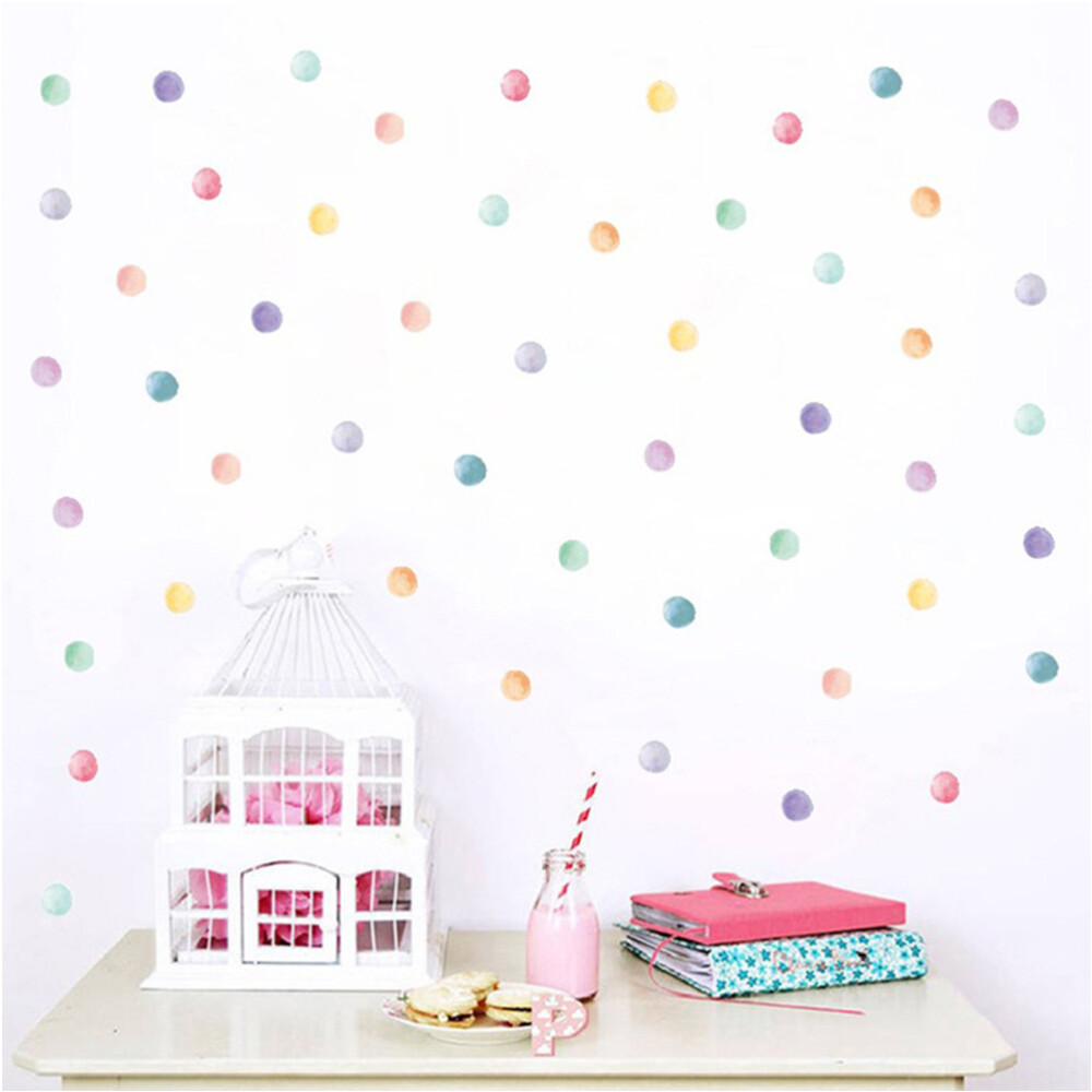 Pvc Colorful Dots Wall Sticker Baby Watercolor Kids Stickers eBay