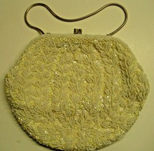Vintage Pearl Beaded Clutch Evening Hand Bag Purse LA REGALE