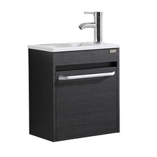 16 Black Wood Bathroom Vanity Wall Mounted Cabinet Undermount Sink Side Faucet