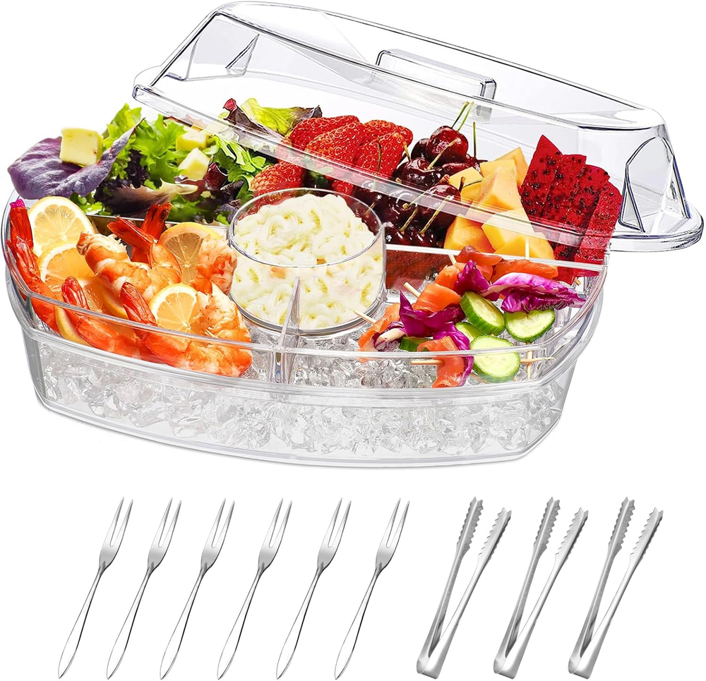 Chilled Serving Platters and Trays for Entertaining Chilled Veggie Tray with Lid Chilled Serving Platters and Trays for Entertaining Chilled Veggie Tray with Lid