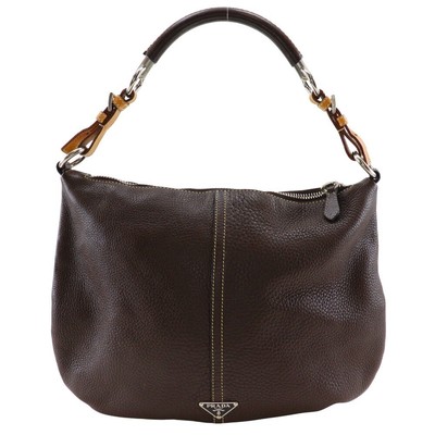 PRADA One Shoulder Shoulder Bag Calf Brown Women