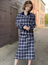 Vintage Wool Plaid Suit-navy Blue-Tartan-Women s-skirt-jacket-1980s-Designer-S