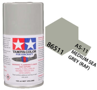 Tamiya 86511 AS-11 Medium Sea Gray (RAF) Aircraft Lacquer Spray Paint 100ml - US