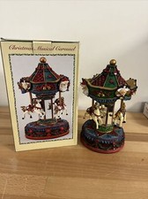 Christmas Wind Up Musical Carousel Plays  My Favorite Things   W/Original Box