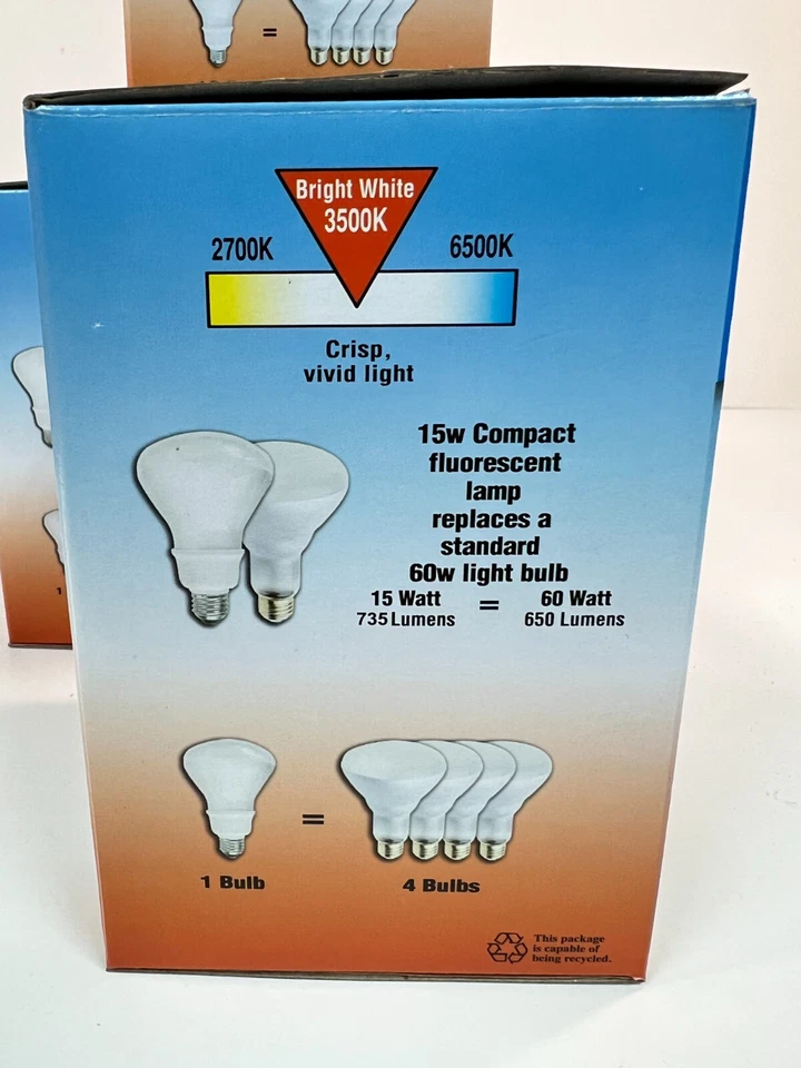 (4) Westinghouse R30 Flood Bulb Bright White 3500K 15W (repl 60W) CFL Screw Base - Image 3 of 4