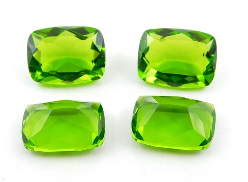 39 Cts 4 Pcs Lab Created Peridot Cushion Cut 12x16 MM Loose Gemstone P-48 - Picture 2 of 2