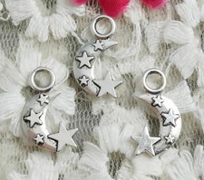 Free Ship 150 pcs Antique silver moon star charms 18x11x1.8mm H-4454