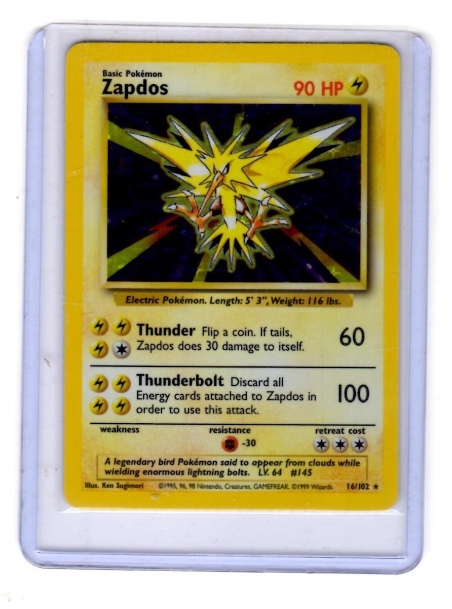 CHAMEX GOLD CARD OBOBANK 1990年発行 1999 BASE SET WOTC TCG POKEMON HOLOFOIL HOLOGRAM CARD ZAPDOS 16