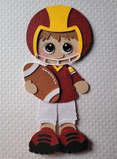 Football Player Brown Hair Red and Gold. Scrapbook, Card Making Paper Piecing