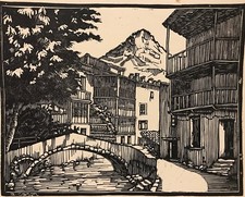 Annot Alpes Haute Provence  bois gravé circa 1941 Signé A Canon