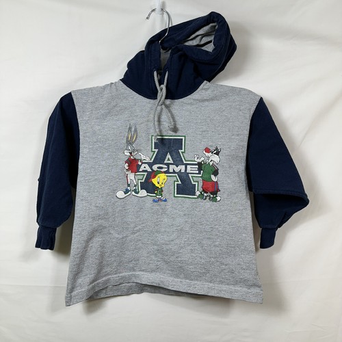 Vtg Acme Kids S Hooded Long Sleeve Shirt 90's Sportswear Bugs Bunny Sylvester