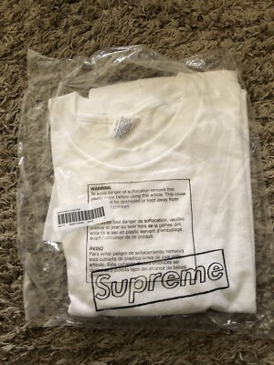 Supreme Kaws Chalk Logo White T Shirt Large | eBay