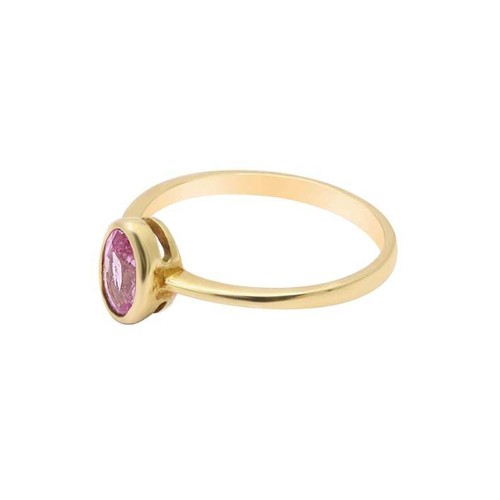 0.50 Ct Pink Sapphire Bezel Ring 14k Solid Yellow Gold - Picture 2 of 4