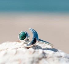 925 Sterling silver Natural Turquoise Ring Gemstone Women Jewelry For Her M 4