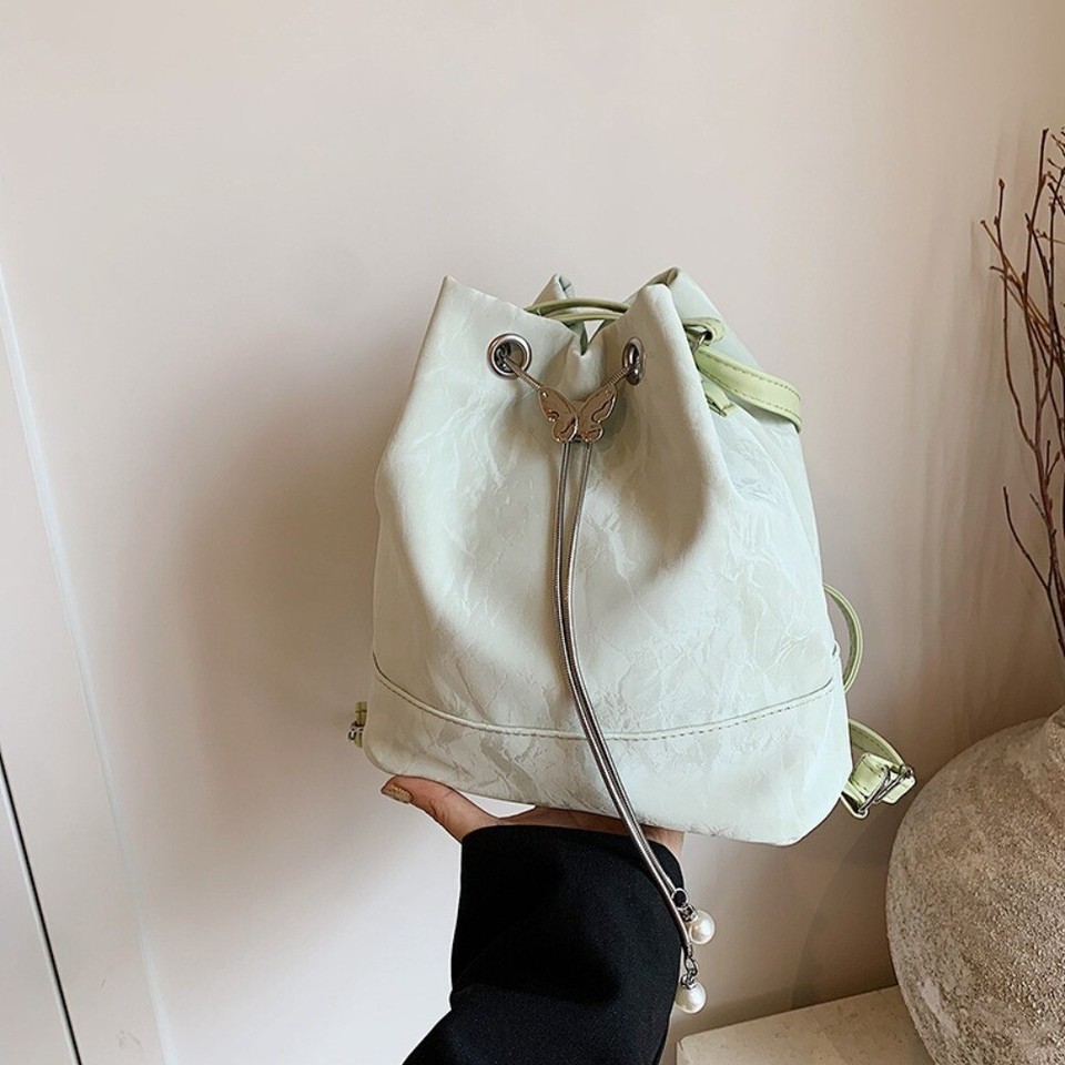 PU Leather Women's Backpack Drawstring Travel Bag New School Bag Ladies