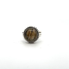 Sterling Silver Labradorite Ring Size 7.5 -Stone 12mm