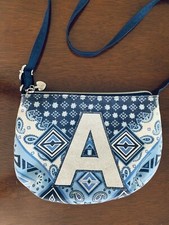 JUSTICE Letter A CROSSBODY PURSE Girls Blue Initial Bag Handbag 21.5 inch drop