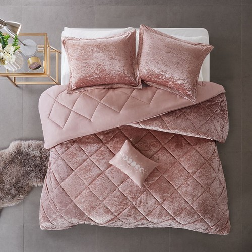 ULTRA SOFT CRUSHED VELVET COMFORTER SET : Twin Queen or King + ACCENT PILLOW - Picture 15 of 31