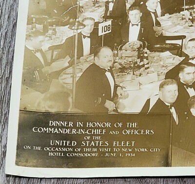 1934 US Navy Commander-In-Chief and Officers Dinner US Fleet Hotel Commodore NYC