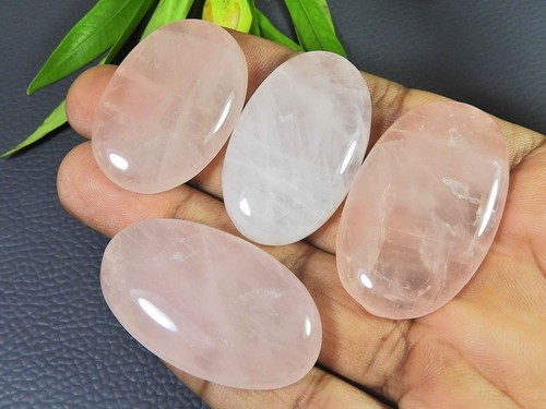291Cts AAA Rose Quartz Oval Crystal Cabochon Loose Gemstone 4Pcs Lot 38-43MM i98 - Picture 3 of 9