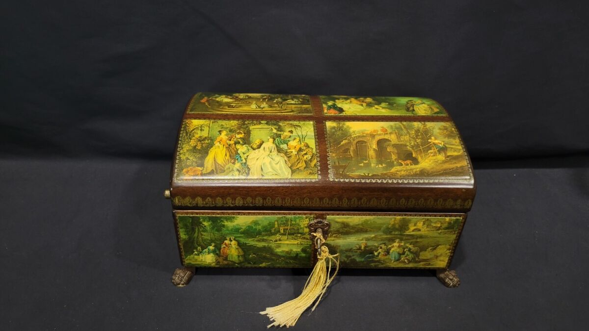 Vintage Reuge 50 Valves Music Box 4 Songs, Treasure Chest Vintage Reuge 50 Valves Music Box 4 Songs, Treasure Chest
