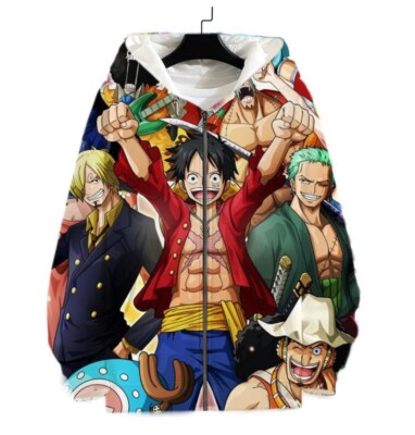 One Piece Luffy Anime Kapuzen Sweatshirt Hoodie Sweatjacke Jacket Jacke Coat