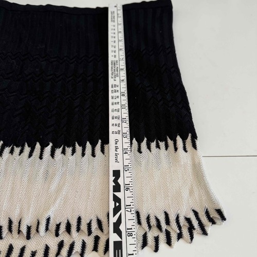 Vintage Missoni Black And White Knit Fringe Trim Skirt Size 10 - Picture 11 of 11