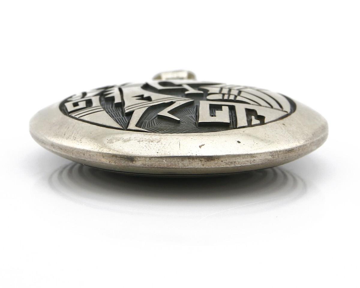 HOPI Spinner Pendant .925 SOLID Silver Signed Artist Cheryl