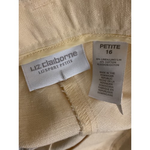 Pleated Linen Trousers Yellow Dress Pants Career Casual Size 16 petite - Picture 10 of 10