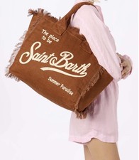 MC2 Saint Barth BORSA Vanity LINO marrone bruciato grande AUTENTICA