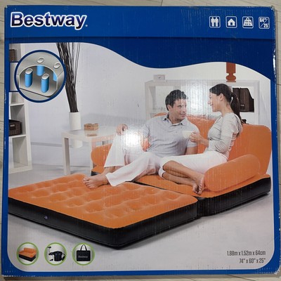 Bestway 10027 Multi-Max Air Couch with Sidewinder AC Air Pump, Orange new
