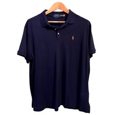 Polo Ralph Lauren Mens Custom Slim Fit Polo Shirt Navy Bl Cotton XL Short Sleeve