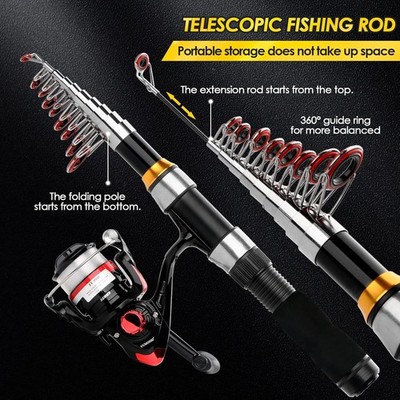 Telescopic Fishing Rod Reel Combo 2PCS 6.89FT Collapsible Fishing Pole Spinning | eBay Telescopic Fishing Rod Reel Combo 2PCS 6.89FT Collapsible Fishing Pole Spinning | eBay