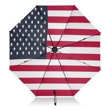 American Flag Folding Umbrella Compact Travel Umbrella Automatic Open Close, ...