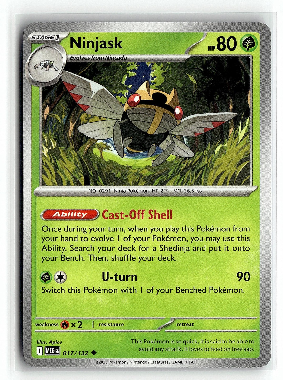 Pokemon: ME01: Mega Evolution Ninjask #017/132 Uncommon .P2N