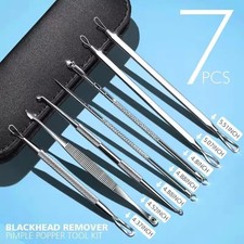 7Pcs Blackhead Remover Tool Kit Acne Pimple Comedone Blemish Extractor Set Case
