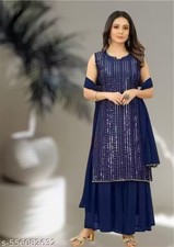 Readymad Georgette Kurta/kurti and plazoo Set for Women's Party Festive Outfit