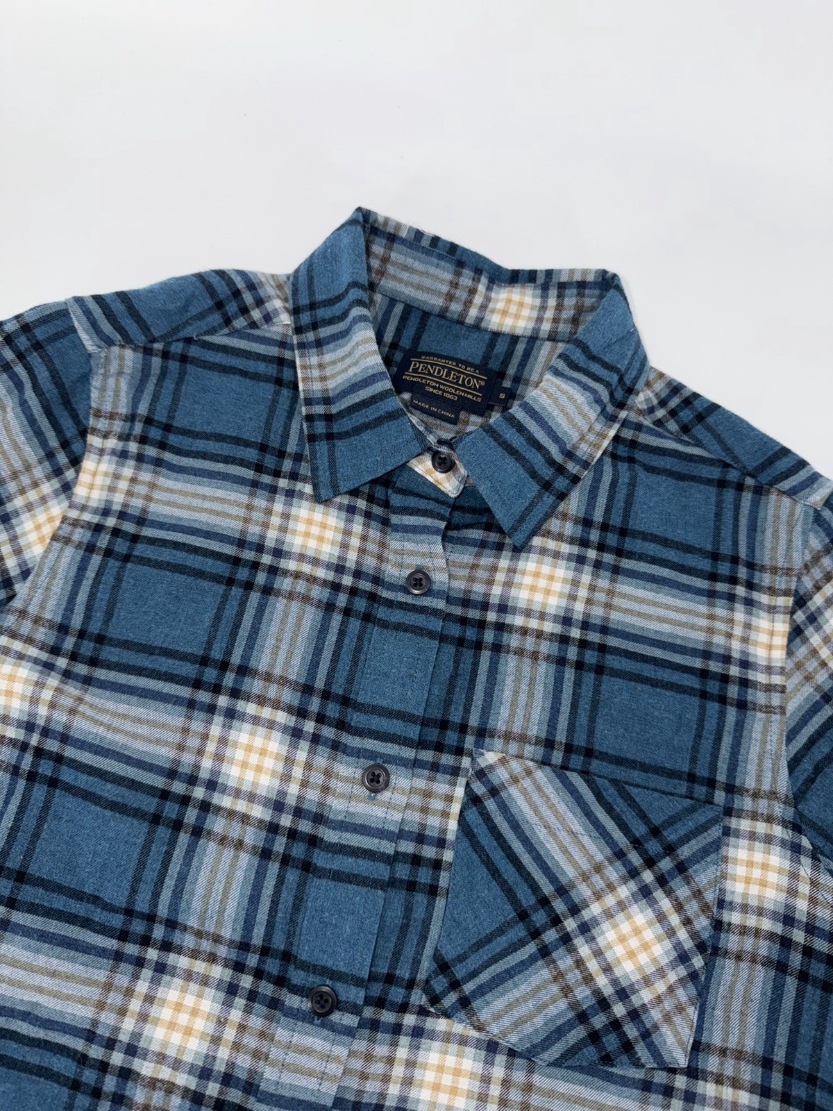 Pendleton Flannel Button Down Shirt Blue Plaid Lo… - image 1