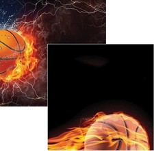 Game Day - Basketball on Fire, DS scrapbook paper - Reminisce GMD012