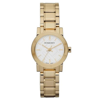NEU ORIGINAL BURBERRY CITY BU9203 KARIERTES ZIFFERBLATT GOLDENE DAMENUHR - 2 JAHRE GARANTIE