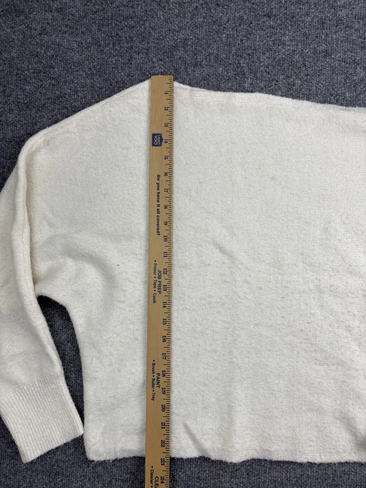 Guess Sweater Womens Large Ivory White Boat Neck Dolman Cropped Knit Pullover - Image 3 of 4