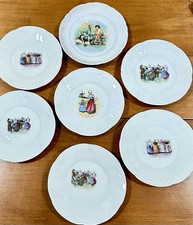 SEVEN PC Antique Victorian German Porcelain Childs Toy Tea Set Plates