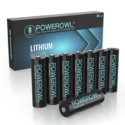 POWEROWL Batterie AA, Batterie Litio AA 1,5V, Batteria Doppia A - Confezione da