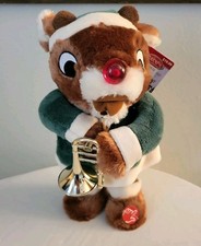 Rudolph The Red Nosed Reindeer Animated Light Up Dancing Trombone NOS 13" WORKS 