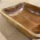 Vintage Monkey Pod Wood Square Bowl Hand Crafted Rustic Primitive Country — photo 3