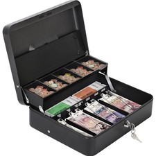 Geldkassette Schmuckkassette abschließbar Metall Tragbar Schwarz