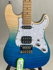 Flight Electric Solid Body Ukulele Tenor Transparent Blue Body 