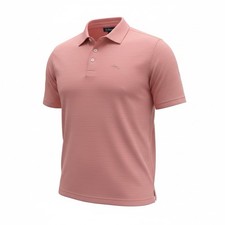 Tommy Bahama Men's Pink M Regular Fit Short Sleeve Striped Collared Polo Shirt