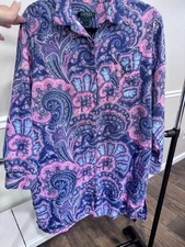 Lauren Ralph Lauren Women’s Paisley Print Cotton Sleep Shirt Size M
