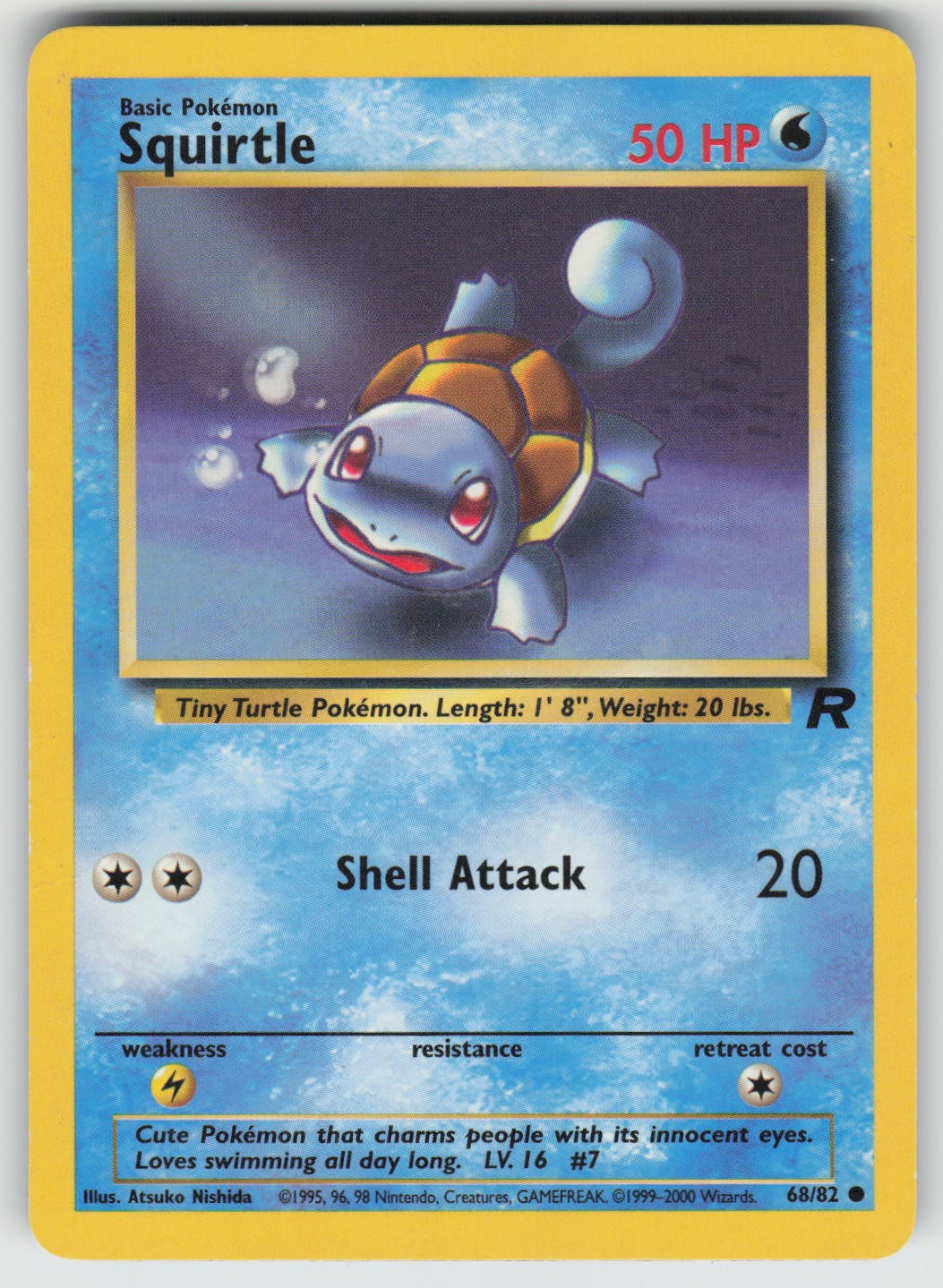 Squirtle 68/82 Common Team Rocket Pokemon Unlimited Moderately Played